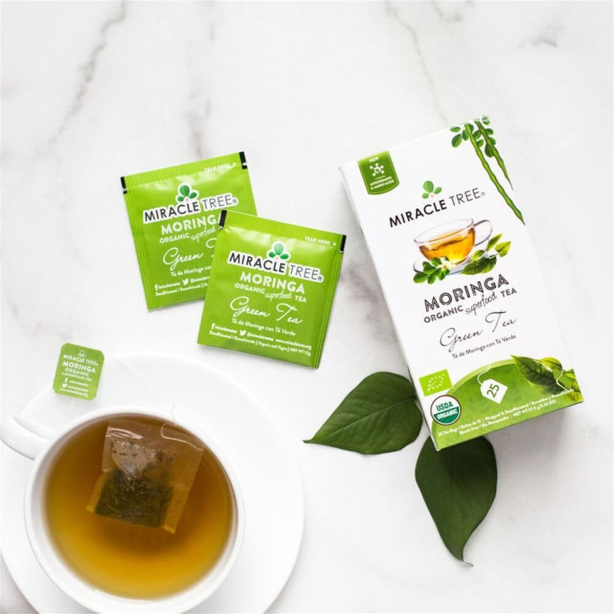 Organic Moringa Tea - Green Tea - Decaffeinated Herbal Tea