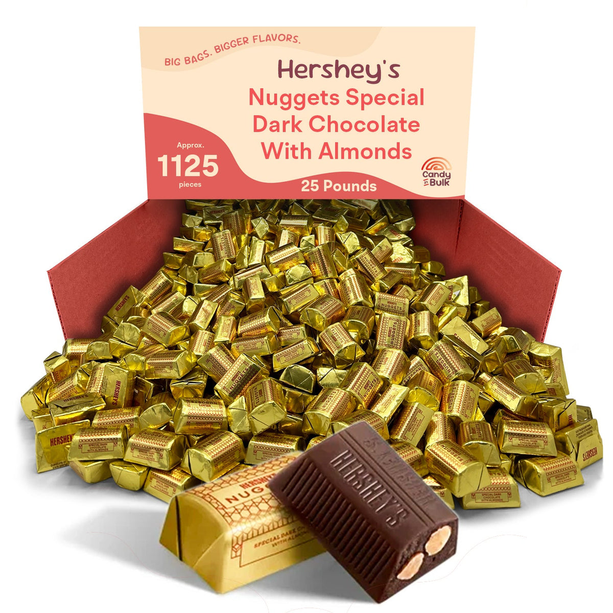 Hershey's Nuggets Special Dark Mildly Sweet Chocolate with Almonds – Bulk Value Bag