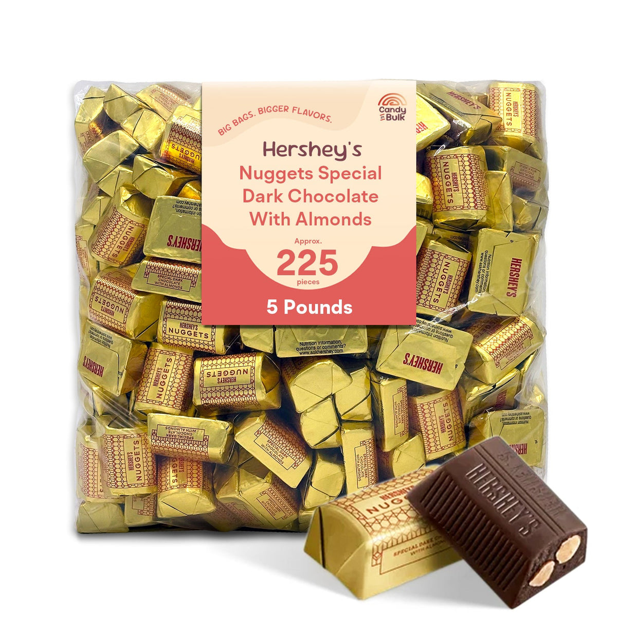 Hershey's Nuggets Special Dark Mildly Sweet Chocolate with Almonds – Bulk Value Bag