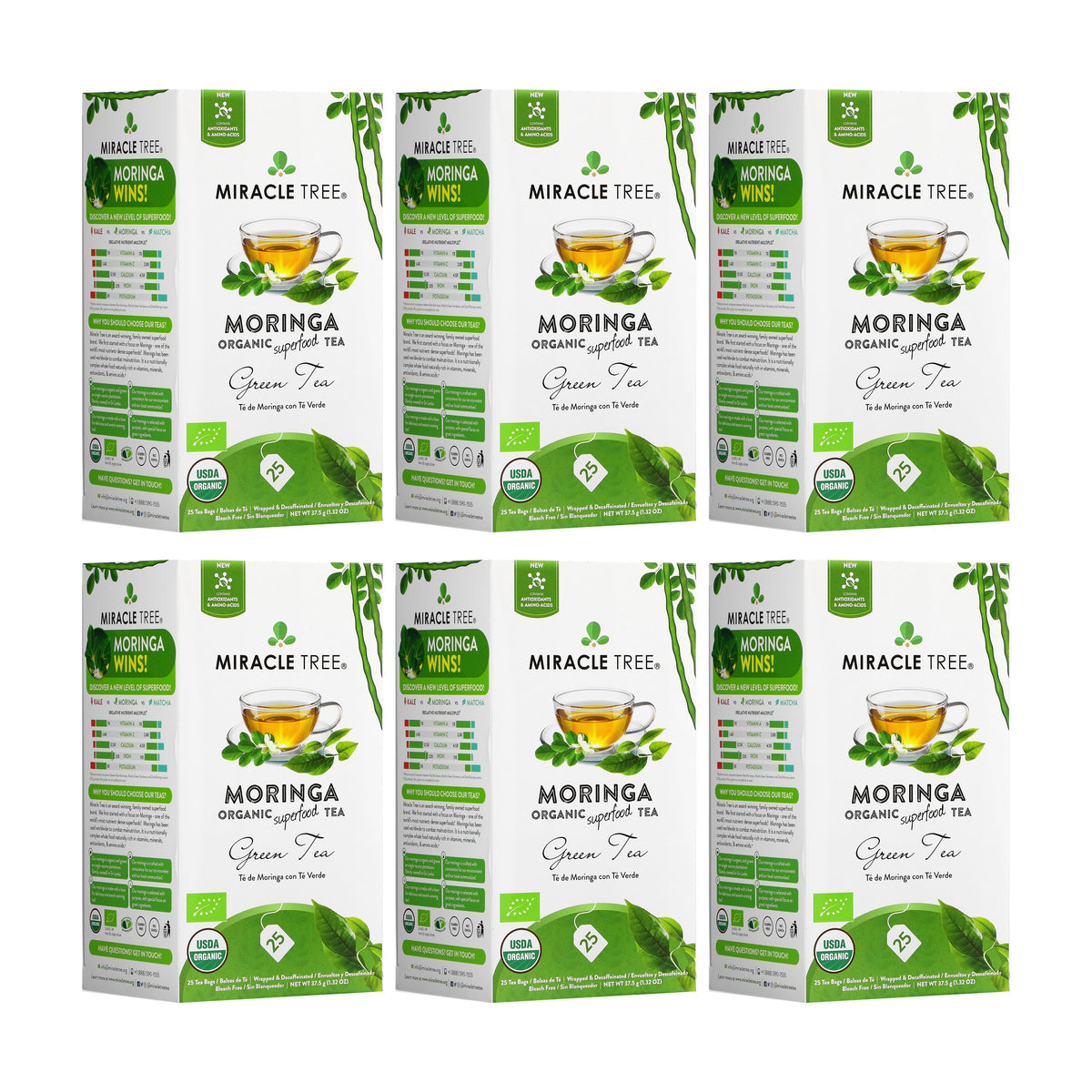 Organic Moringa Tea - Green Tea - Decaffeinated Herbal Tea