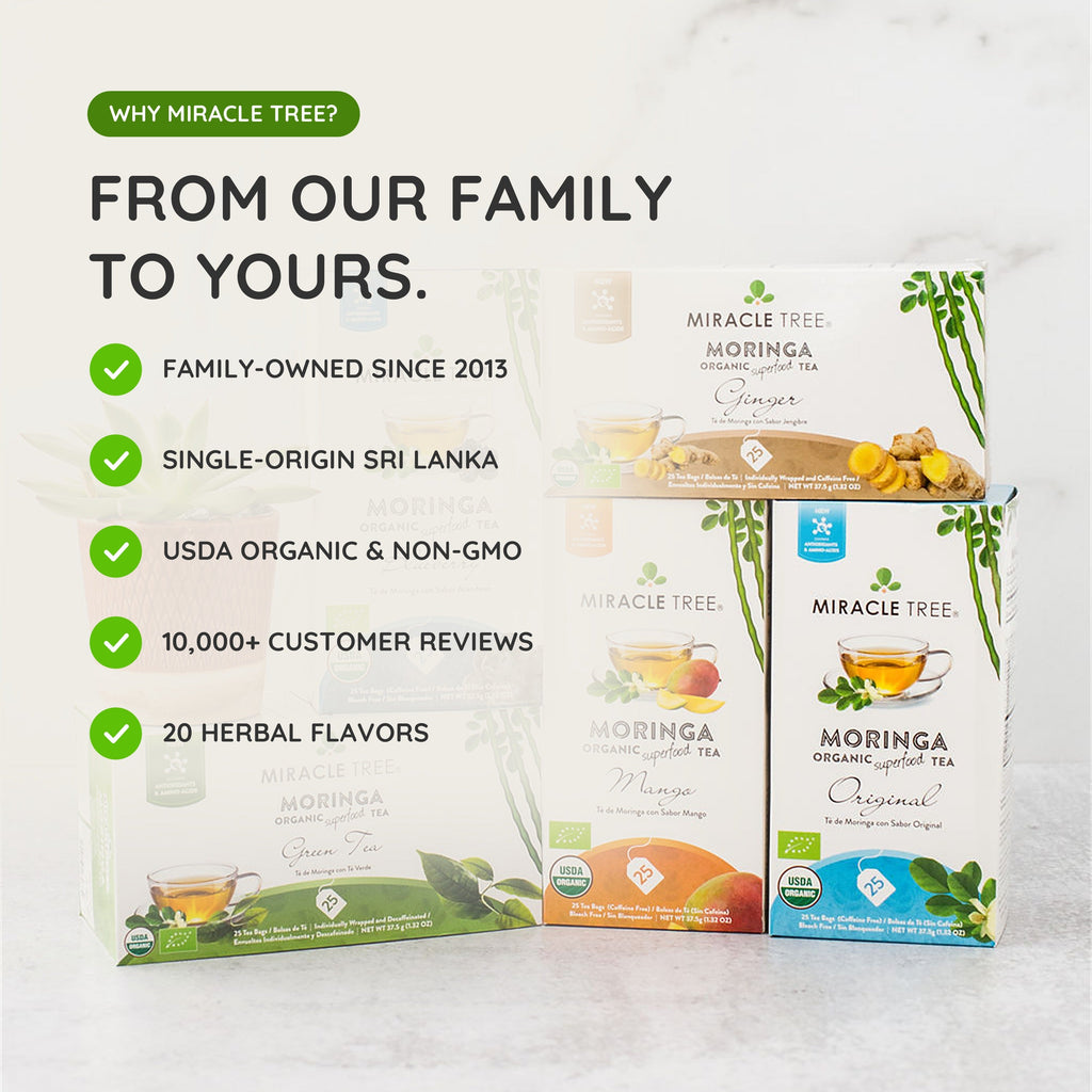 Organic Moringa Tea - Green Tea - Decaffeinated Herbal Tea