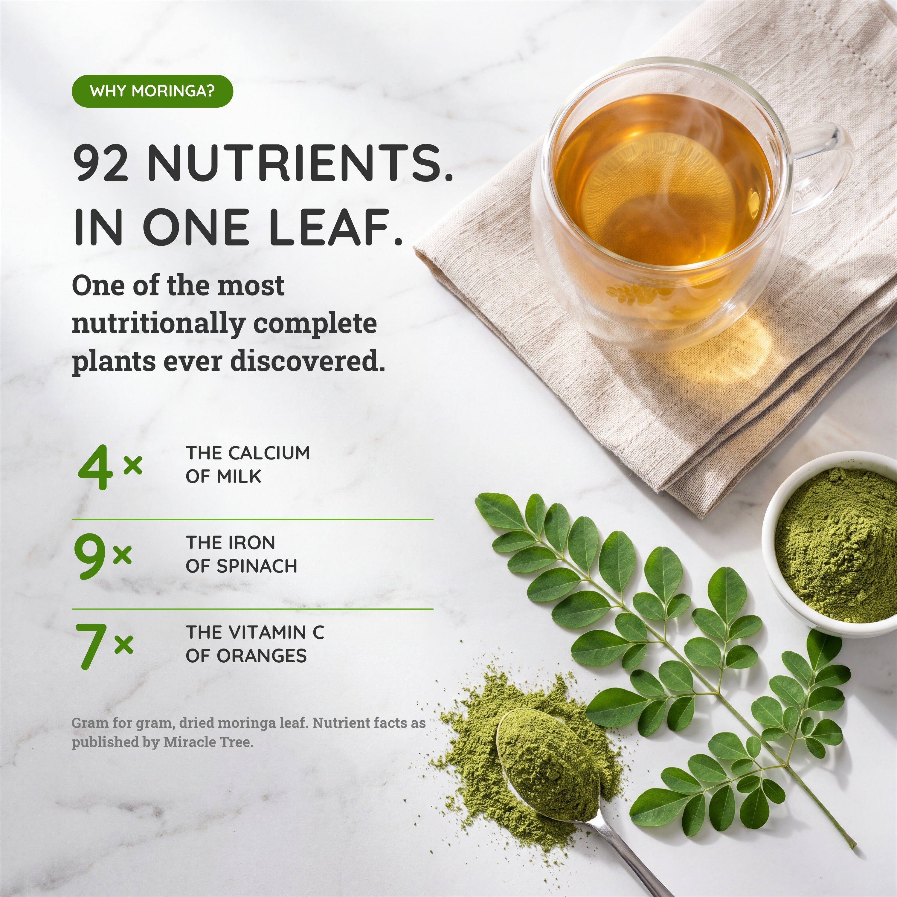Organic Moringa Tea - Green Tea - Decaffeinated Herbal Tea